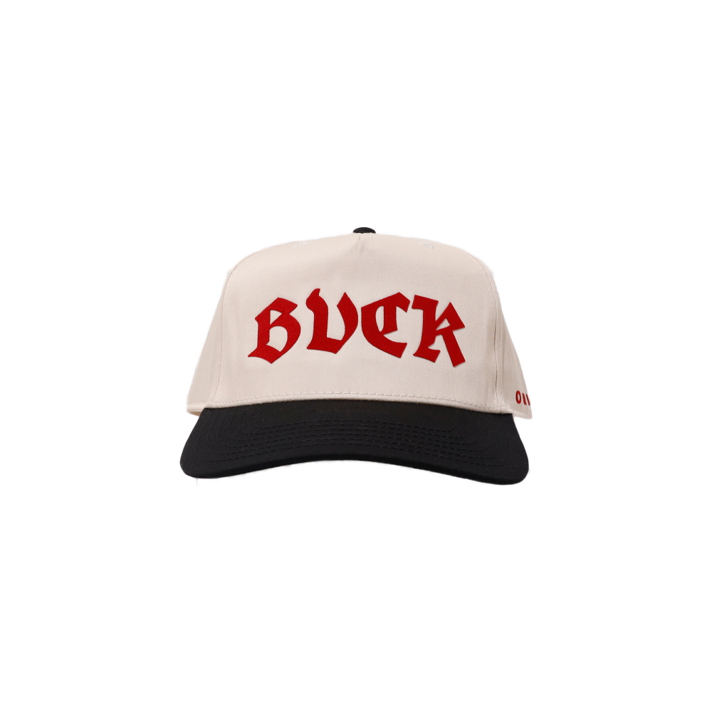 Black Brim, Red + White Buck OG Snapback
