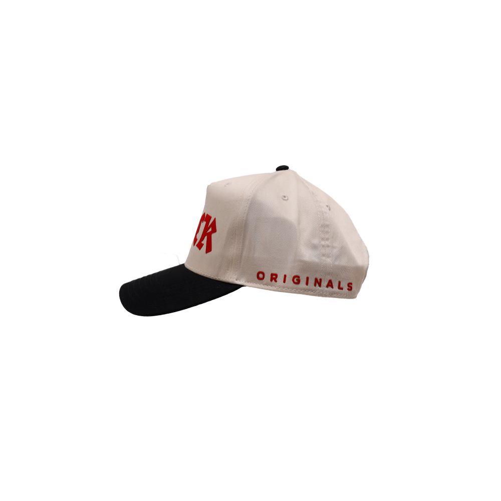 Black Brim, Red + White Buck OG Snapback